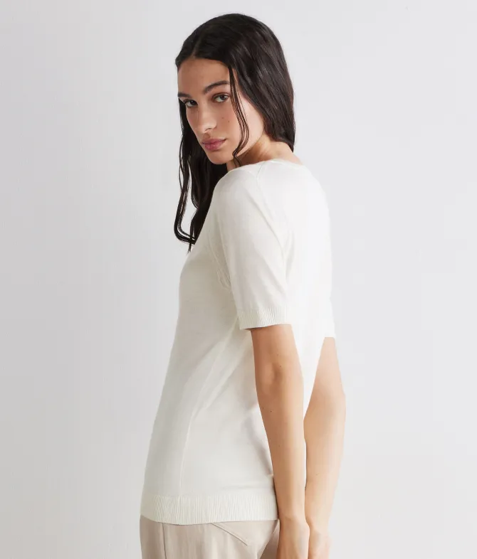 Girocollo a maniche corte in Cashmere Silkfine