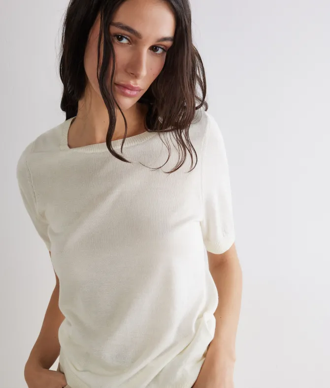 Girocollo a maniche corte in Cashmere Silkfine