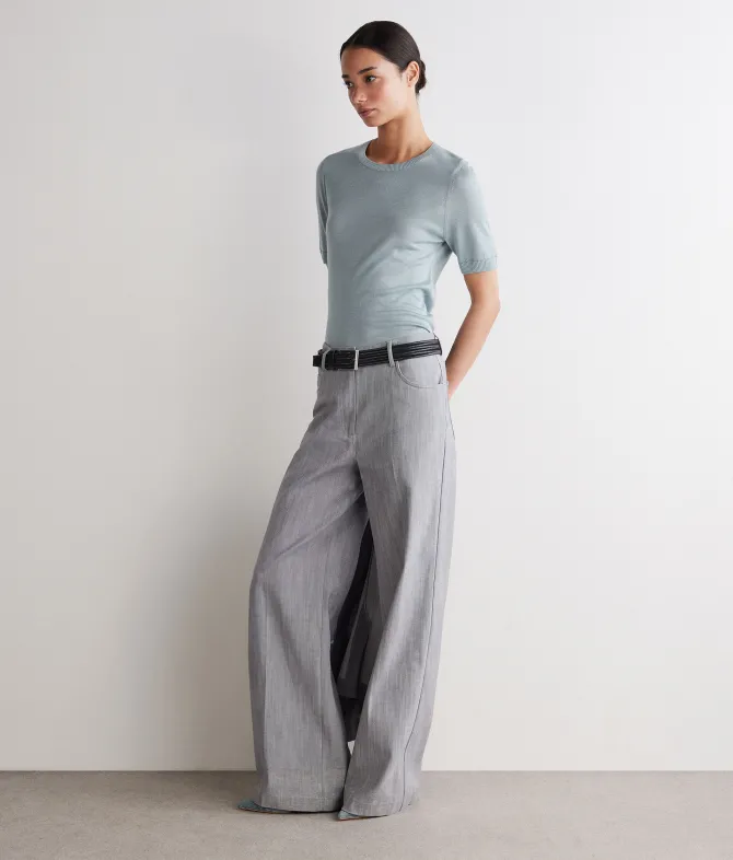 Girocollo a maniche corte in Cashmere Silkfine