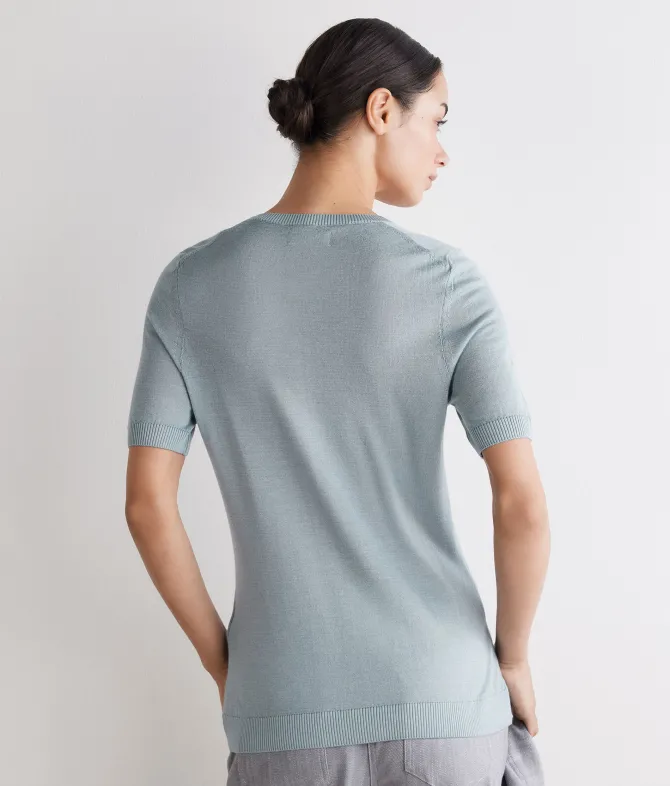 Girocollo a maniche corte in Cashmere Silkfine