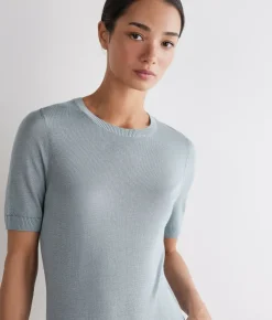 Girocollo a maniche corte in Cashmere Silkfine