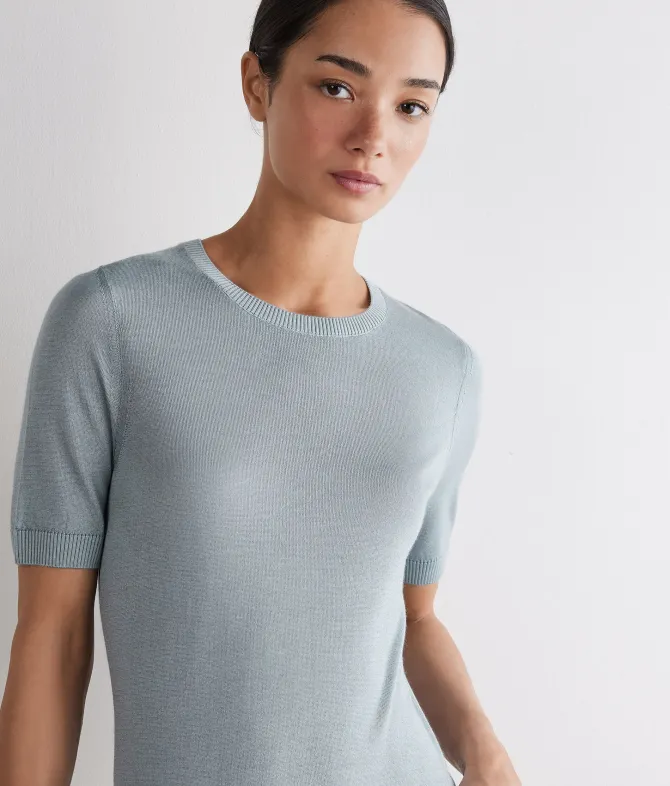 Girocollo a maniche corte in Cashmere Silkfine