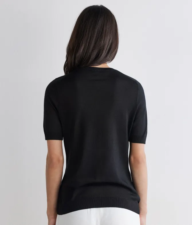 Girocollo a maniche corte in Cashmere Silkfine