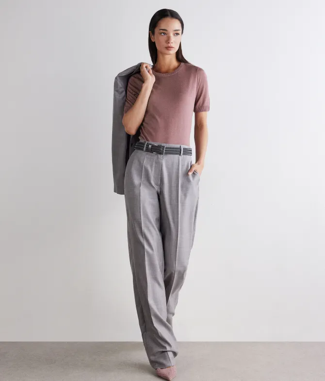 Girocollo a maniche corte in Cashmere Silkfine