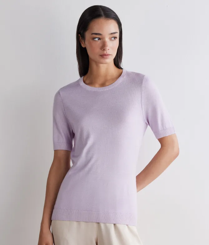 Girocollo a maniche corte in Cashmere Silkfine