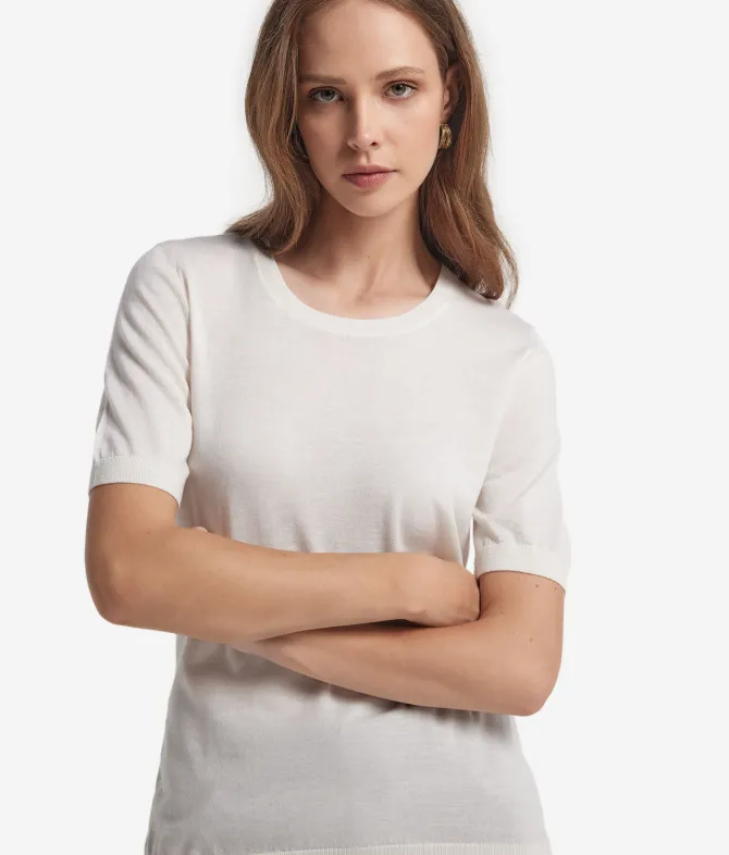 Girocollo a maniche corte in Cashmere Ultrafine