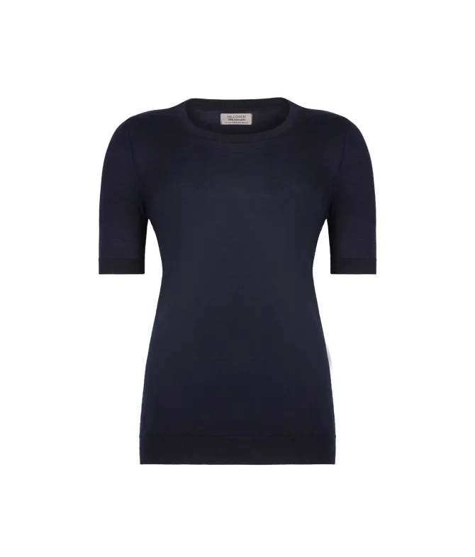 Girocollo a maniche corte in Cashmere Ultrafine
