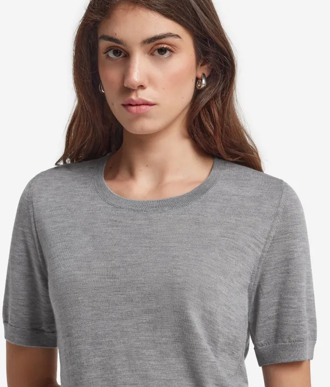 Girocollo a maniche corte in Cashmere Ultrafine