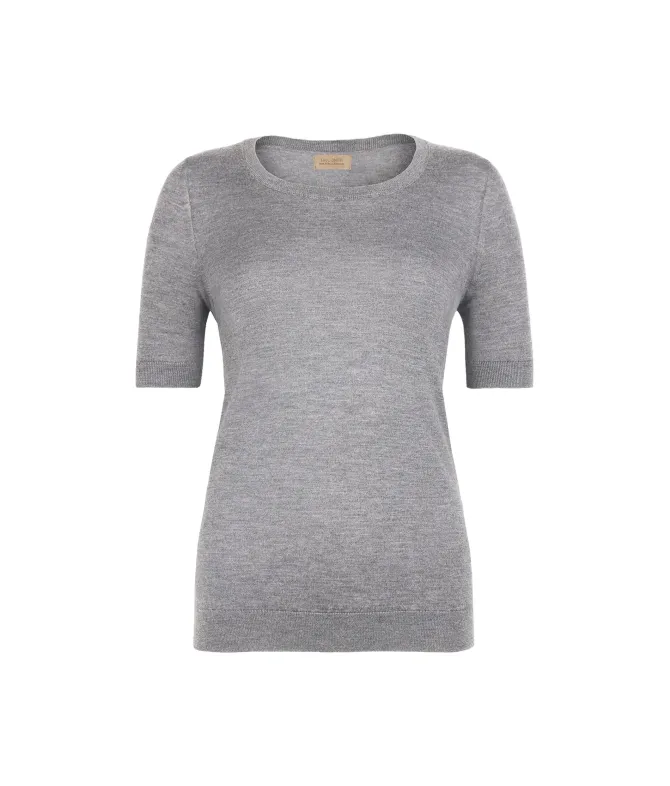 Girocollo a maniche corte in Cashmere Ultrafine