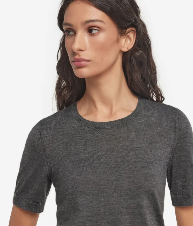Girocollo a maniche corte in Cashmere Ultrafine