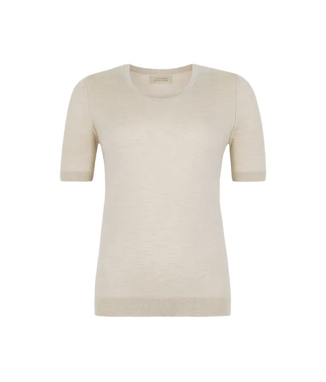 Girocollo a maniche corte in Cashmere Ultrafine