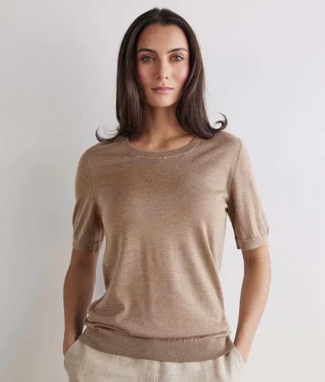 Girocollo a maniche corte in Cashmere Ultrafine