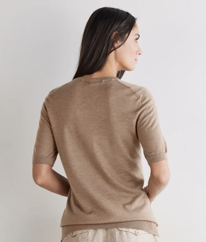 Girocollo a maniche corte in Cashmere Ultrafine