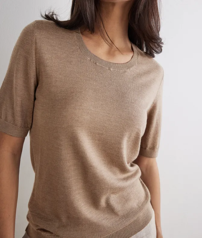 Girocollo a maniche corte in Cashmere Ultrafine