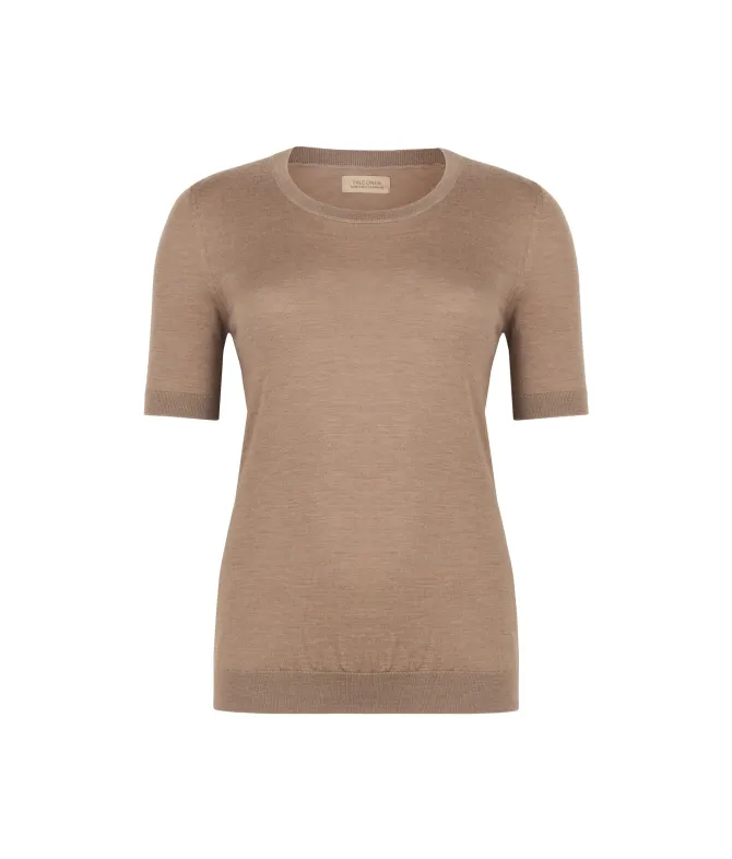Girocollo a maniche corte in Cashmere Ultrafine