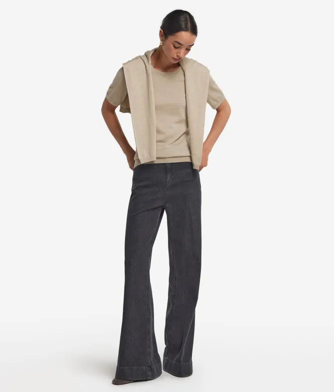 Girocollo a maniche corte in Cashmere Ultrafine