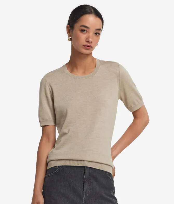 Girocollo a maniche corte in Cashmere Ultrafine