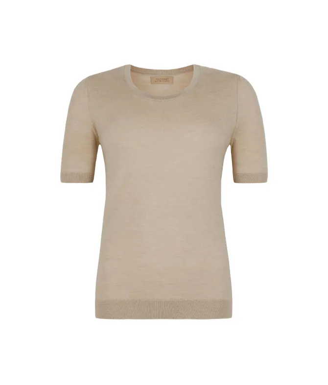 Girocollo a maniche corte in Cashmere Ultrafine