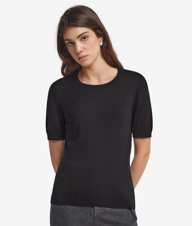 Girocollo a maniche corte in Cashmere Ultrafine