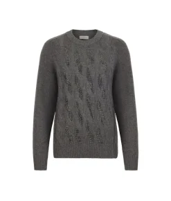 Girocollo con trecce e strass in Cashmere Ultrasoft