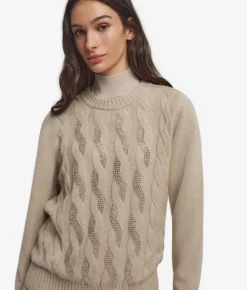 Girocollo con trecce e strass in Cashmere Ultrasoft