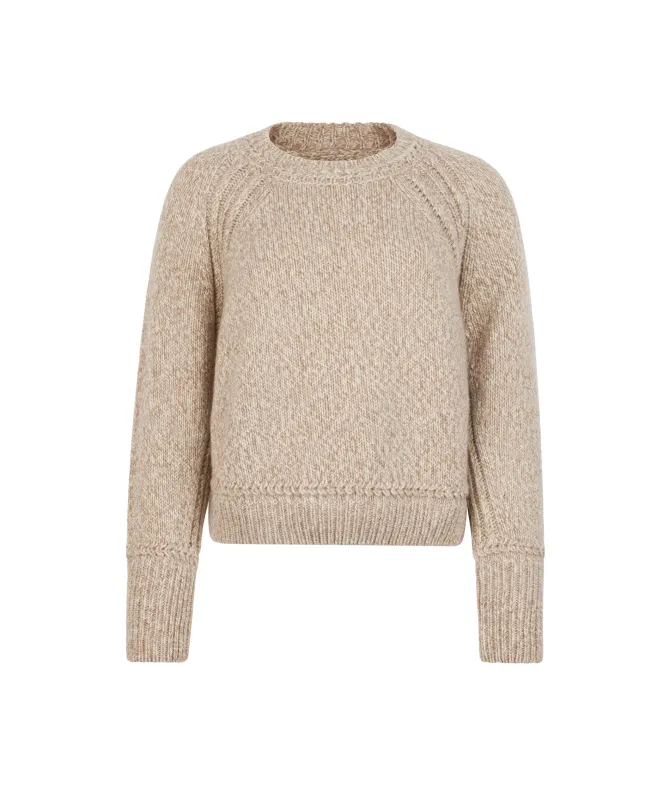 Girocollo con trecce in Cashmere Undyed Tricot