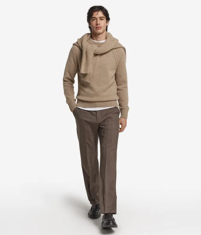 Girocollo con trecce in Ultrasoft Undyed Cashmere