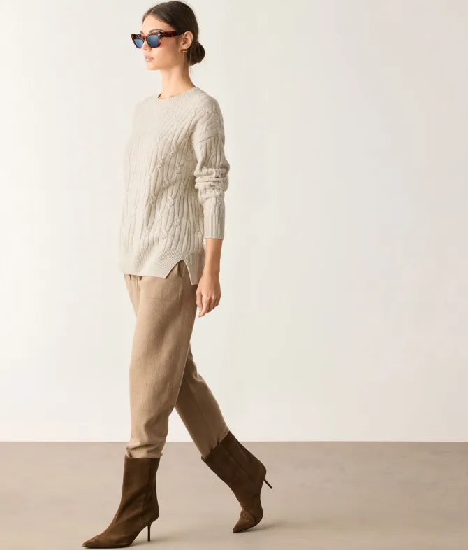 Girocollo coste intrecciate in Cashmere Ultrasoft