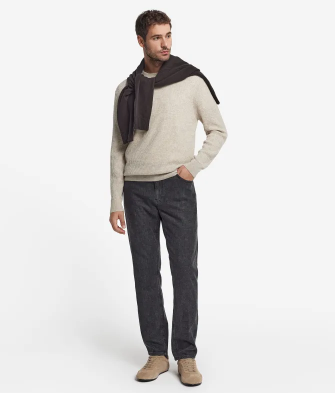 Girocollo punto waffle in Cashmere Ultrasoft
