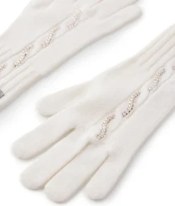 Guanti con trecce e strass in Cashmere Ultrasoft