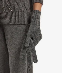 Guanti con trecce e strass in Cashmere Ultrasoft