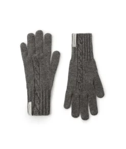 Guanti con trecce e strass in Cashmere Ultrasoft