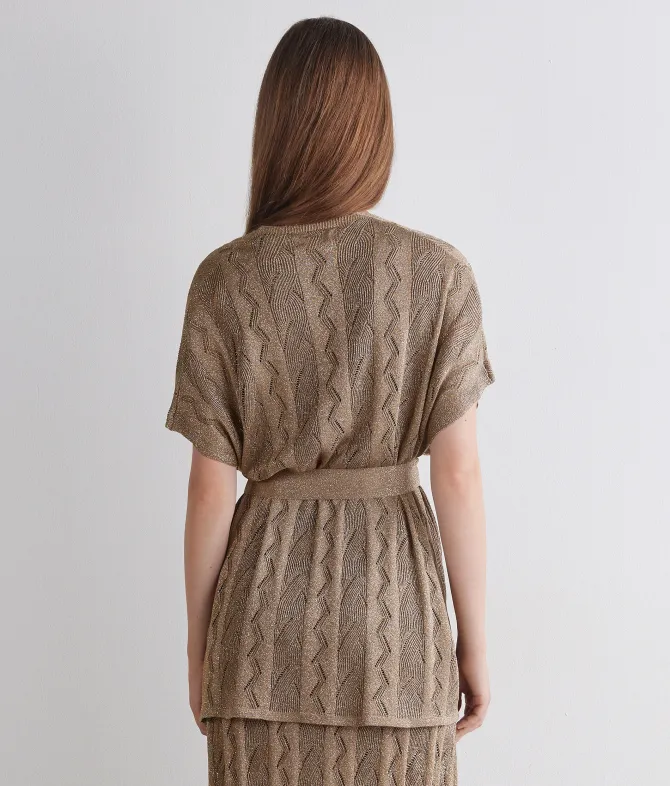 Kimono treccia coste lamé