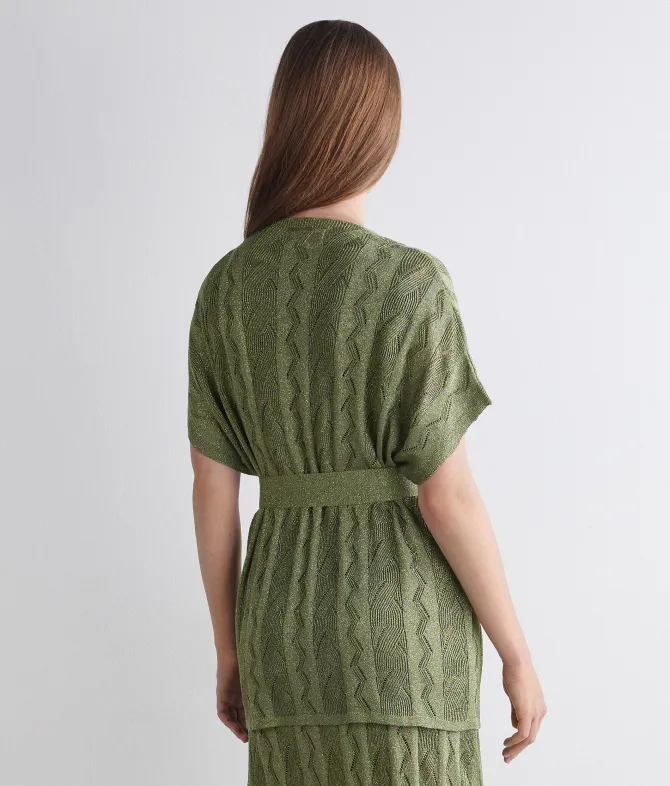 Kimono treccia coste lamé