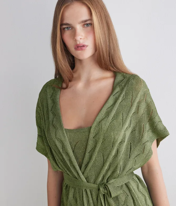 Kimono treccia coste lamé