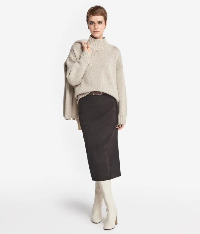 Maglia con collo a cratere in Cashmere Tricot