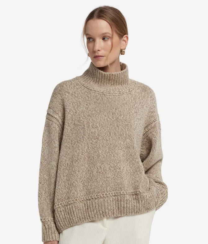 Maglia con collo a cratere in Cashmere Undyed Tricot