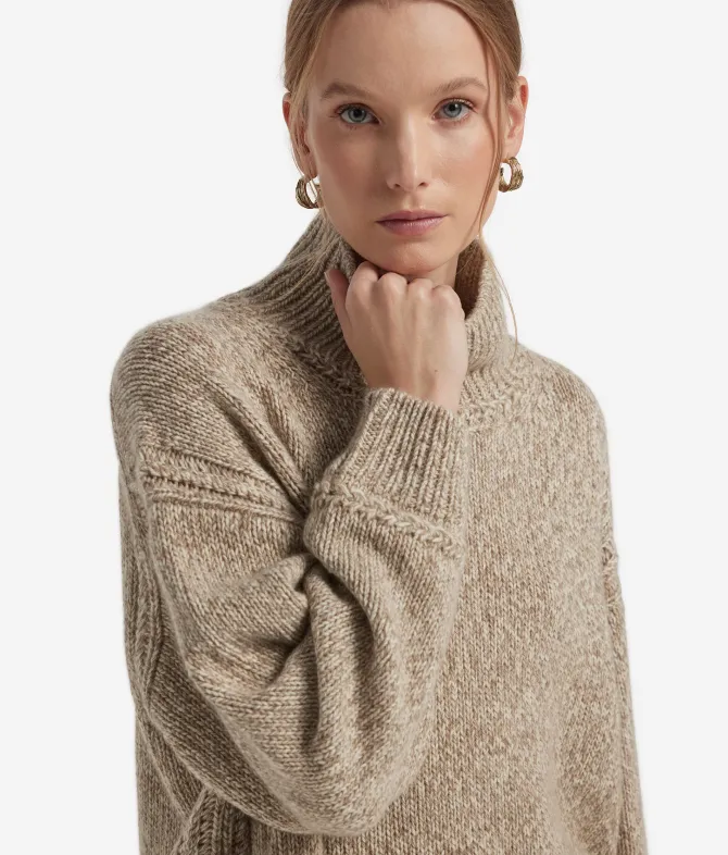 Maglia con collo a cratere in Cashmere Undyed Tricot