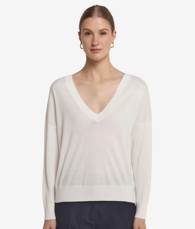 Maglia con doppio scollo a V in Cashmere Ultrafine