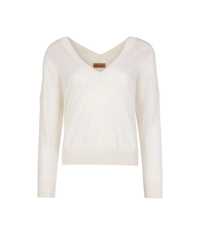 Maglia con doppio scollo a V in Cashmere Ultrafine