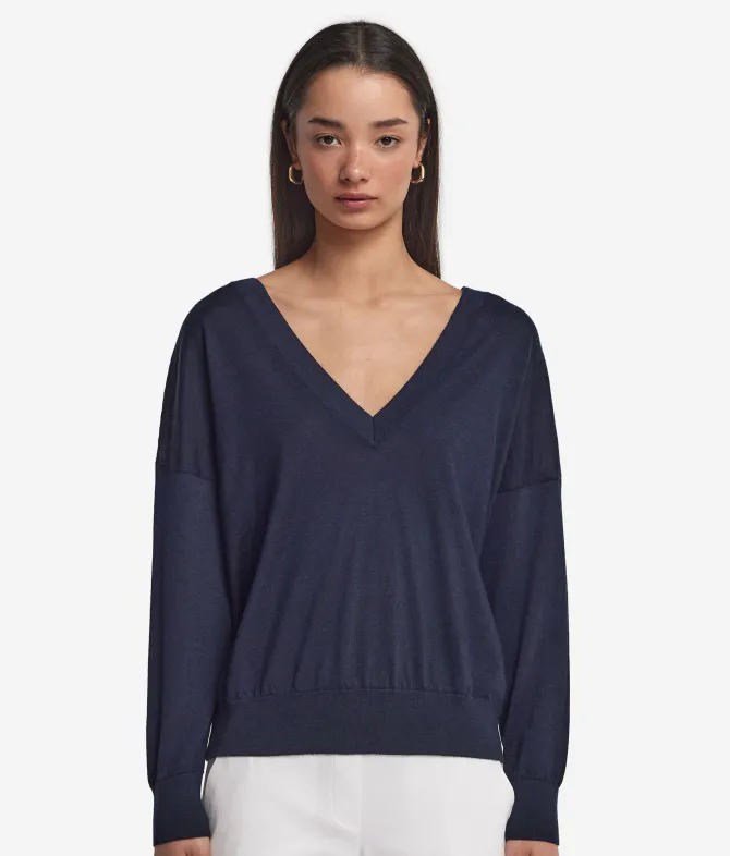 Maglia con doppio scollo a V in Cashmere Ultrafine