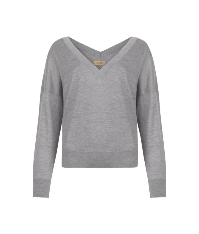 Maglia con doppio scollo a V in Cashmere Ultrafine
