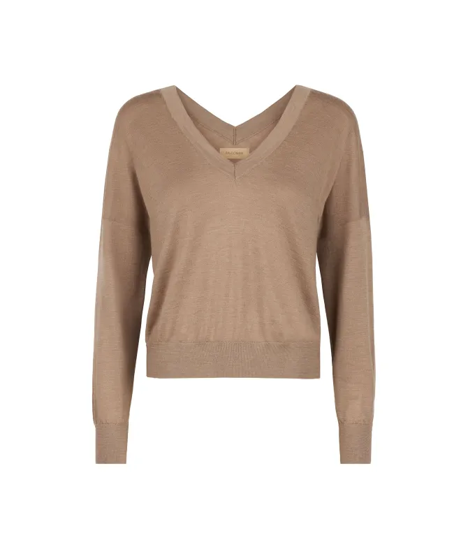 Maglia con doppio scollo a V in Cashmere Ultrafine