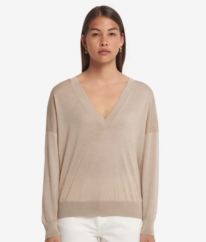 Maglia con doppio scollo a V in Cashmere Ultrafine
