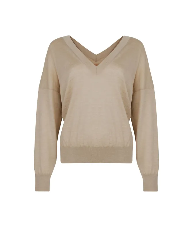 Maglia con doppio scollo a V in Cashmere Ultrafine