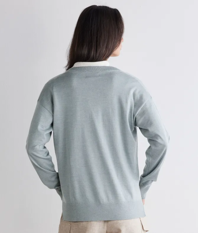 Maglia con scollo a V e spacchi in Cashmere Ultrafine