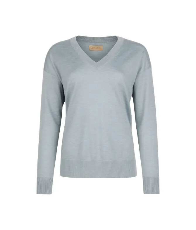 Maglia con scollo a V e spacchi in Cashmere Ultrafine