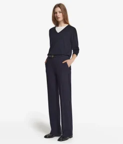 Maglia con scollo a V e spacchi in Cashmere Ultrafine