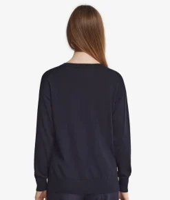 Maglia con scollo a V e spacchi in Cashmere Ultrafine