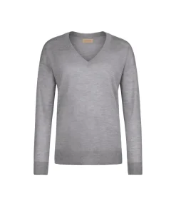 Maglia con scollo a V e spacchi in Cashmere Ultrafine